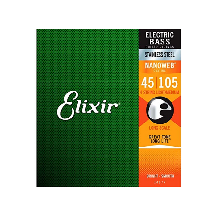 Elixir encordado Stainless steel bajo eléctrico nanoweb